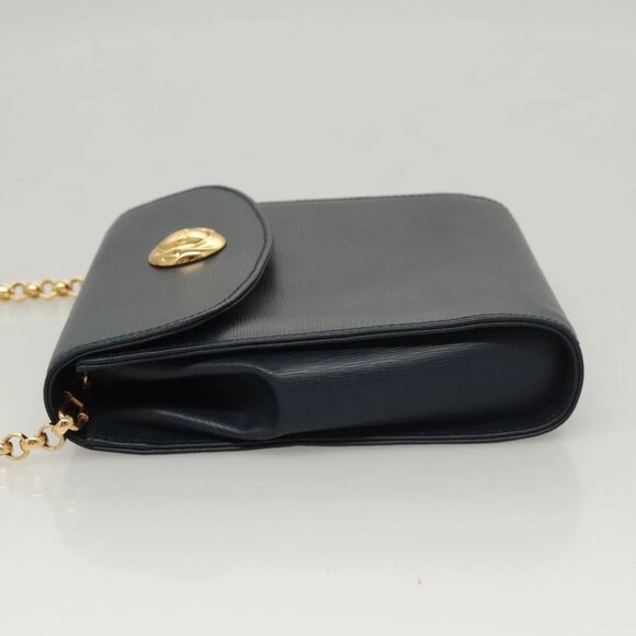 Chloe Chain Shoulder Bag Leather Navy Gold Auth 117976 - Picture 3 of 16
